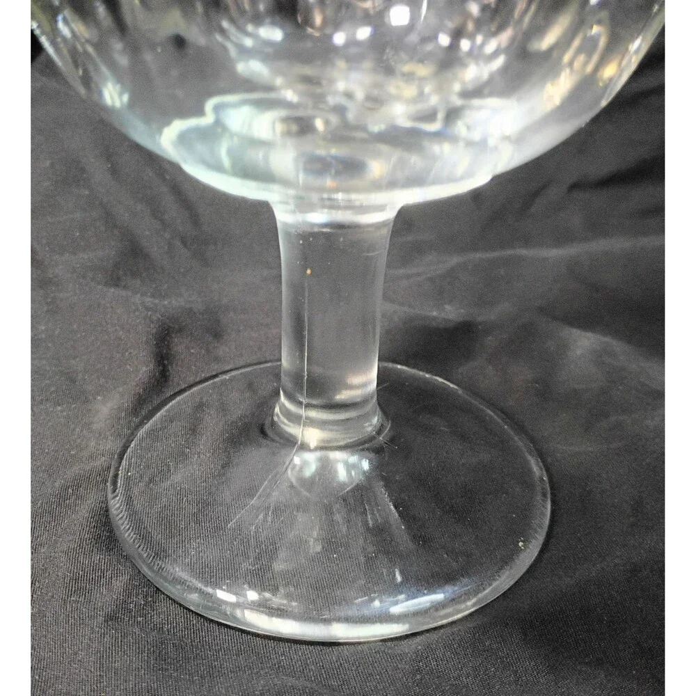Heavy Clear Glass Thumbprint Goblet